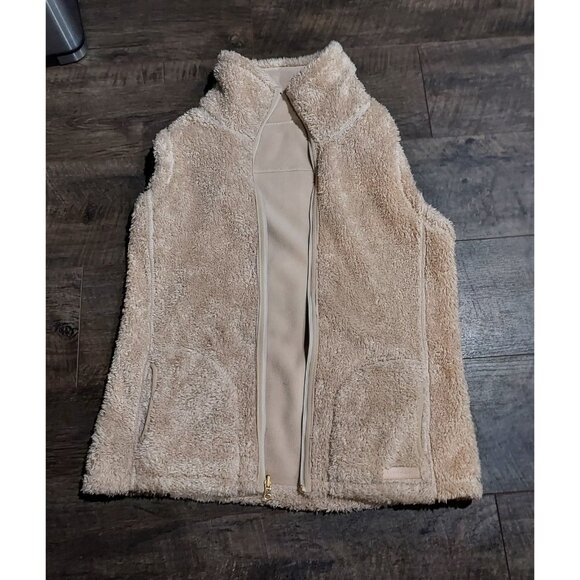 Calvin Klein Full Zip Sherpa Vest Jacket Women Size Large Tan Fleece - Picture 9 of 15